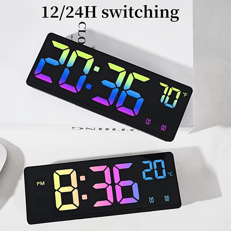 Digital Alarm Clock, Voice Control Temperature Date Display 5 Level Brightness Adjustable Table Clock, Electronic LED Clock for Home Office