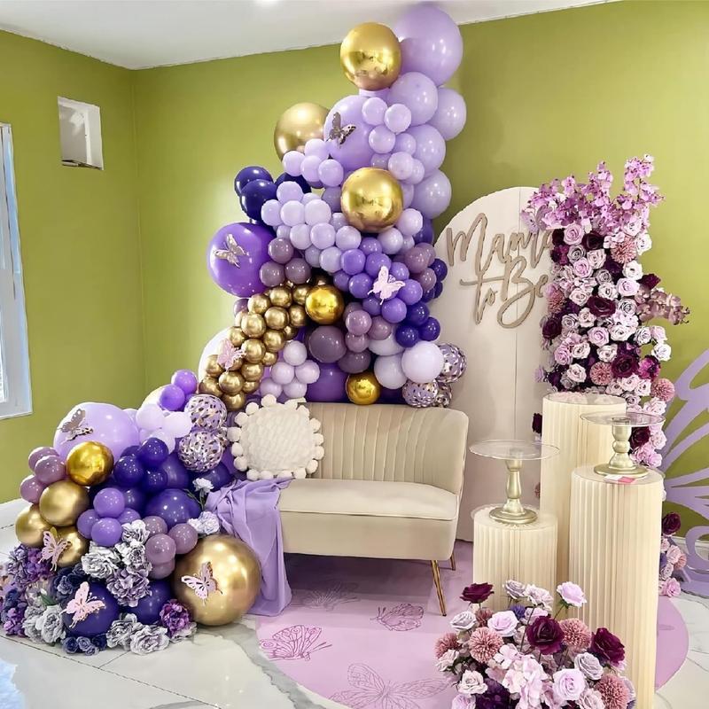 Purple Balloon Garland Kit Dark And Gold Arch Lavender Light Decoration For  Girl Princess Party Birthday