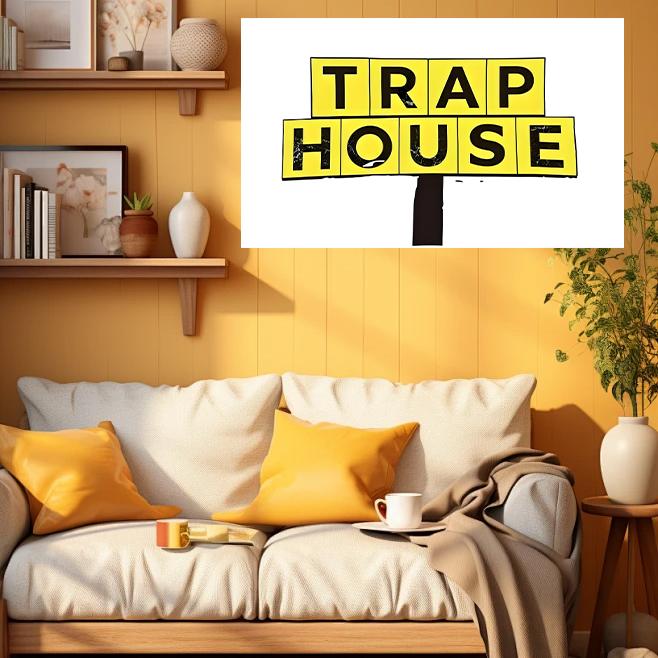 Trap House Flag 3x5ft, Funny Banner - with Brass Grommet for College Dorm Bedroom Living Room Party Backdrop Decoration