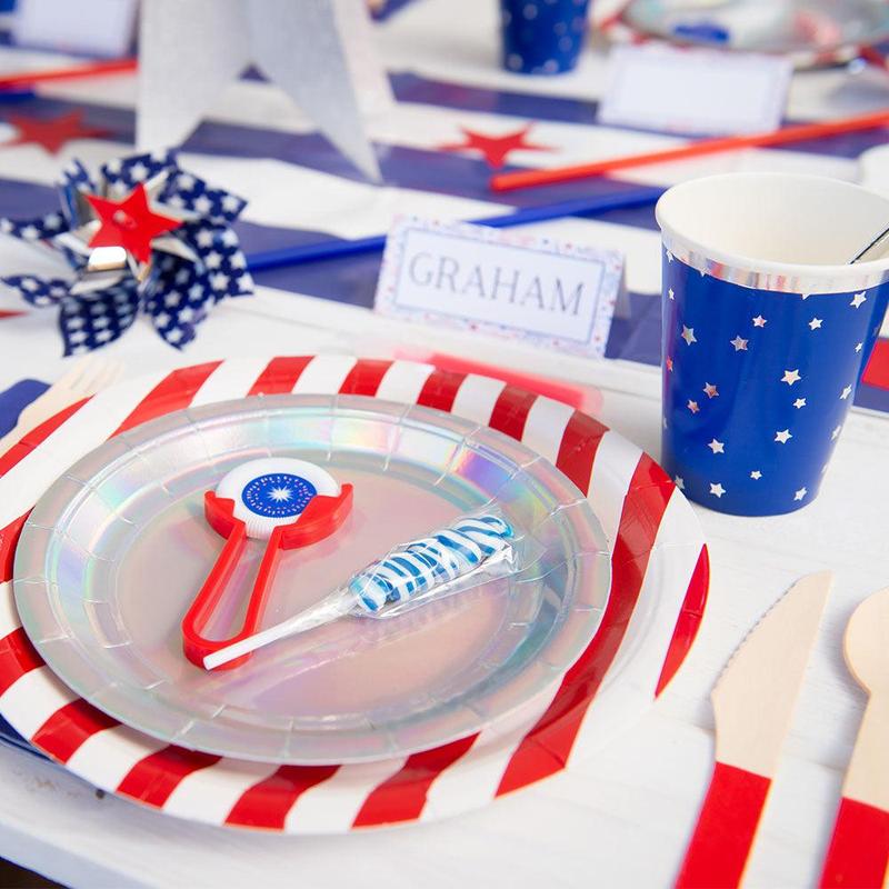 The 2024 Red, White and Blue Bash - Complete Festive Party Kit in a Box for 4! Decor, Balloons, Place Settings, Trinkets for a Star Spangled,  Red, White & Blue, 4th of July, July 4th, Patriotic, Memorial, All American, USA, Stars and Stripes Party for 4