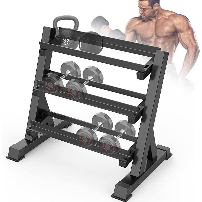 1100lbs Adjustable 3 Tier Dumbbell Rack Stand, Hex dumbbells Hand Weights Rack Dumbbell Holder Home Gym Storage Organizer, Reverse Install Available (Rack Only)