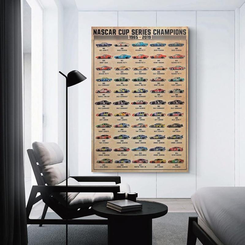 Nascar Cup Series Champions Car Racing Poster , Car Racing Vintage Print Poster Wall Art Paintings Wall Decor Home Decor Living Room Decor Aesthetic Prints Unframed