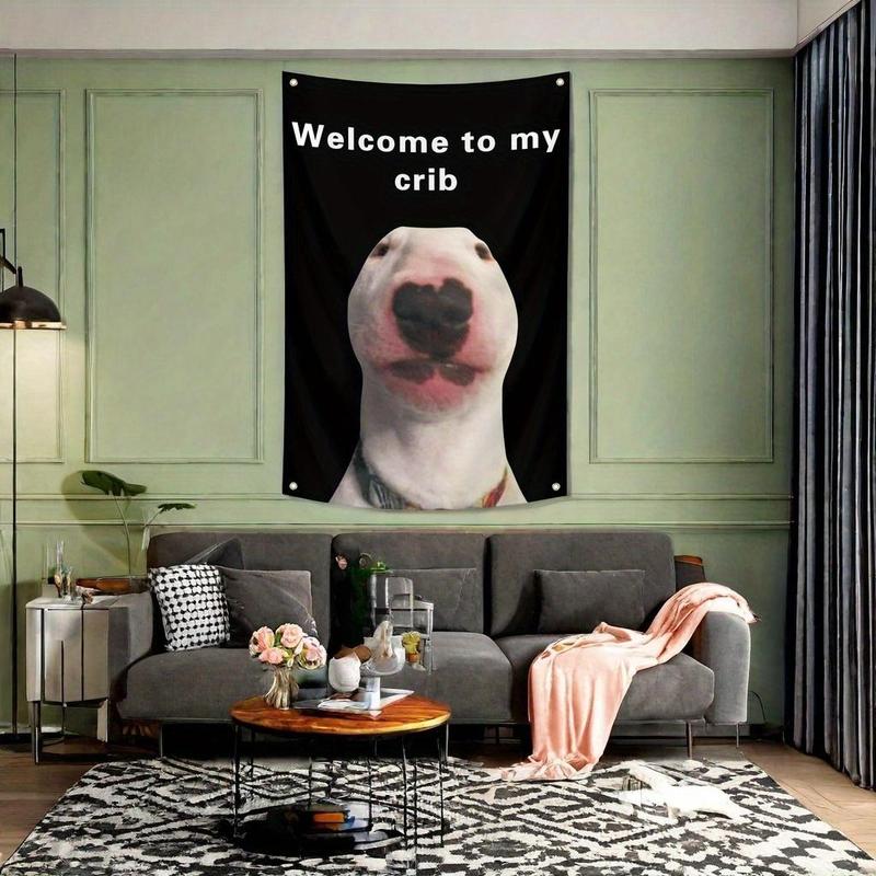 Welcome To My Crib Flag, 1 Count Funny Flag with 4 Brass Grommets, Wall Flag for Party Yard Bedroom Bar College Dorm Room Decor