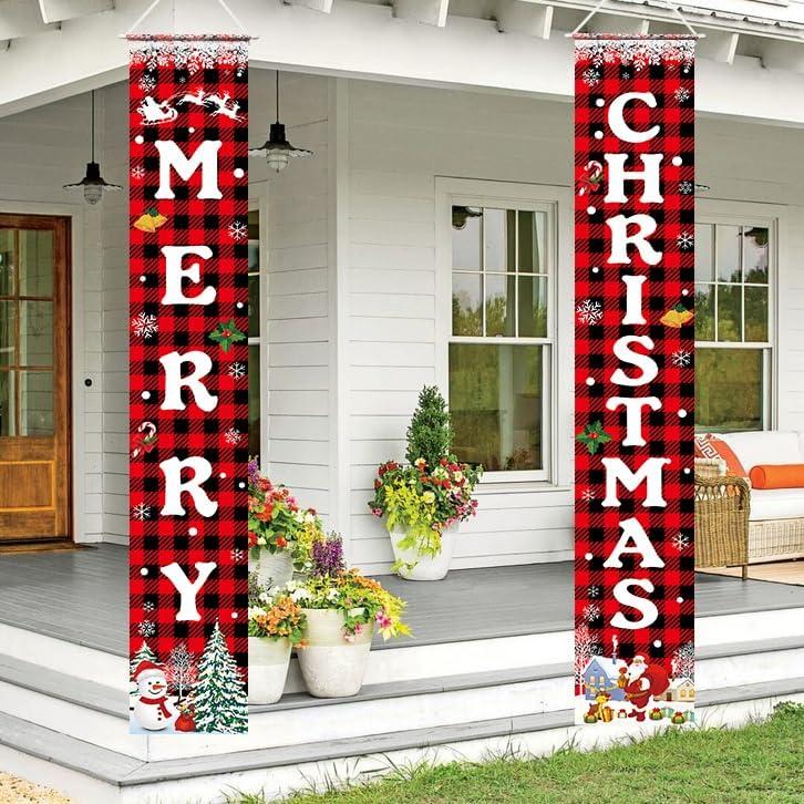 Christmas Decorations Merry Christmas Banner Xmas Porch Door Sign Welcome Banner for Wall Home Party Decor Christmas Decorations Indoor Outdoor