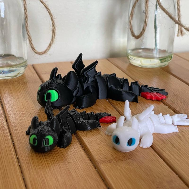 Mini Fury Dragons (3D Printed) (Black & White)