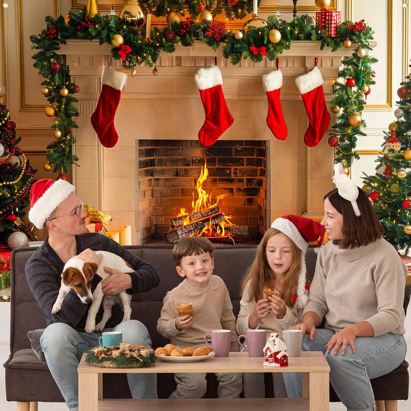 Christmas Backdrop 7x5 ft, Christmas Backdrops for Photography, Polyester Fabric Fireplace Backdrop Banner for Family Holiday Party Supplies Photo Studio Props Pictures