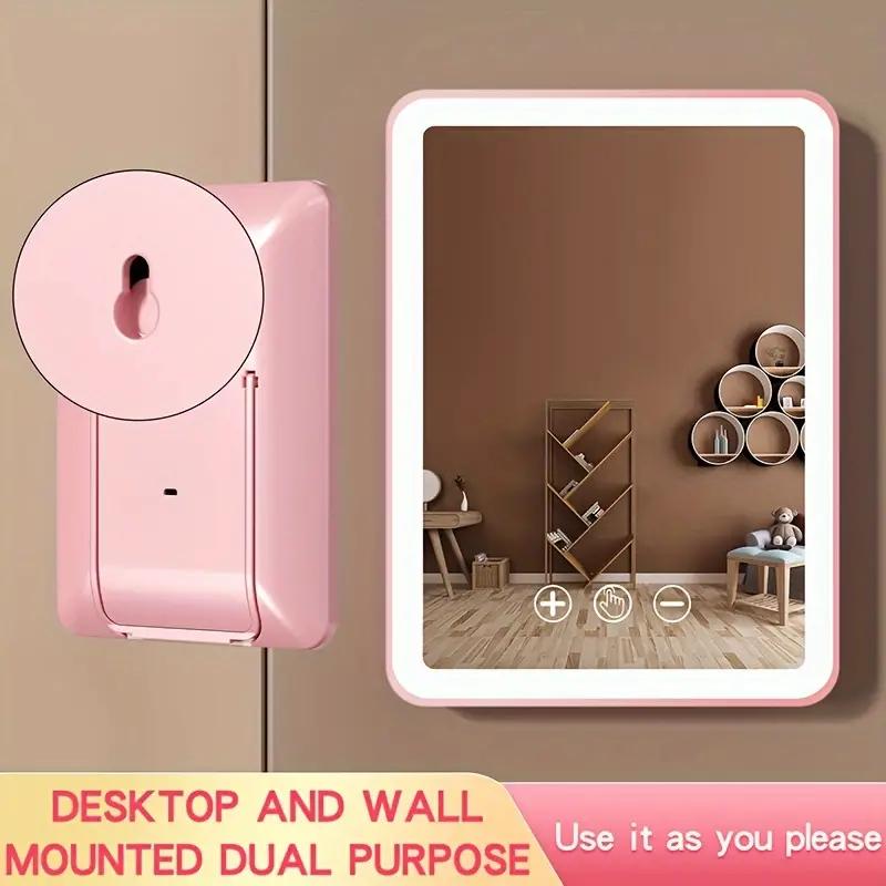 Makeup Mirror with Light, Dimmable Touch Screen, Portable Travel Mirror with U-Shaped Bracket, with Lights for Makeup Desk ＆ Dressing Room Decor