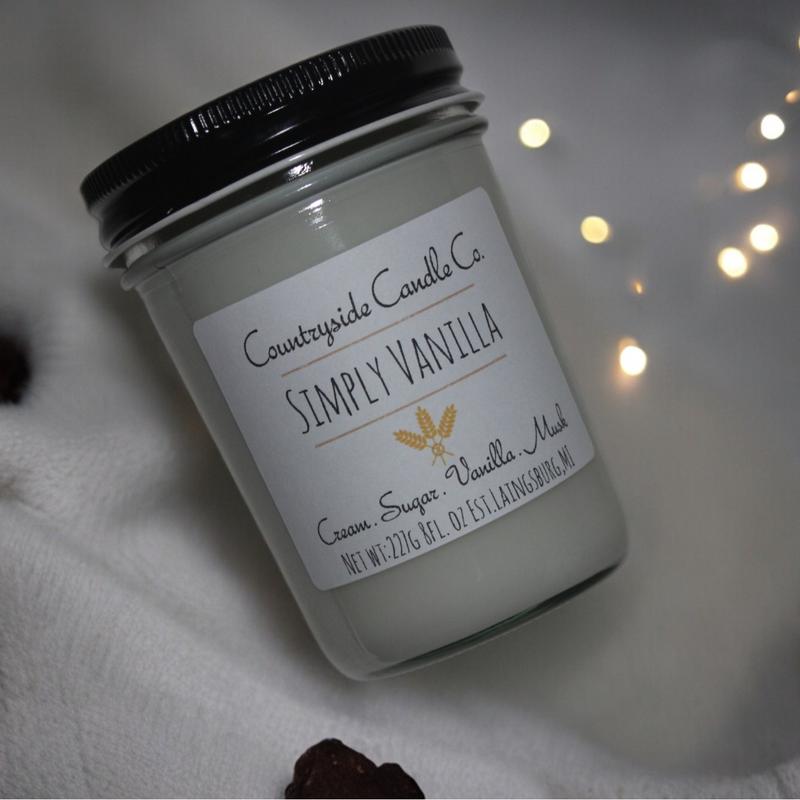 Countryside Candle Co.'s 8oz Soy Candle - Long Burn Time, Chemical-Free, Certified Safe for Homes, Decor