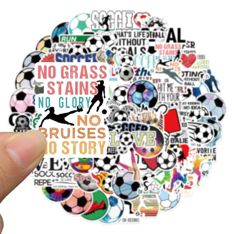 100 Sheets Set Soccer Series Sticker, Cartoon Mixed Pattern Decorative Graffiti Sticker For DIY Craft Gift, Party Supplies