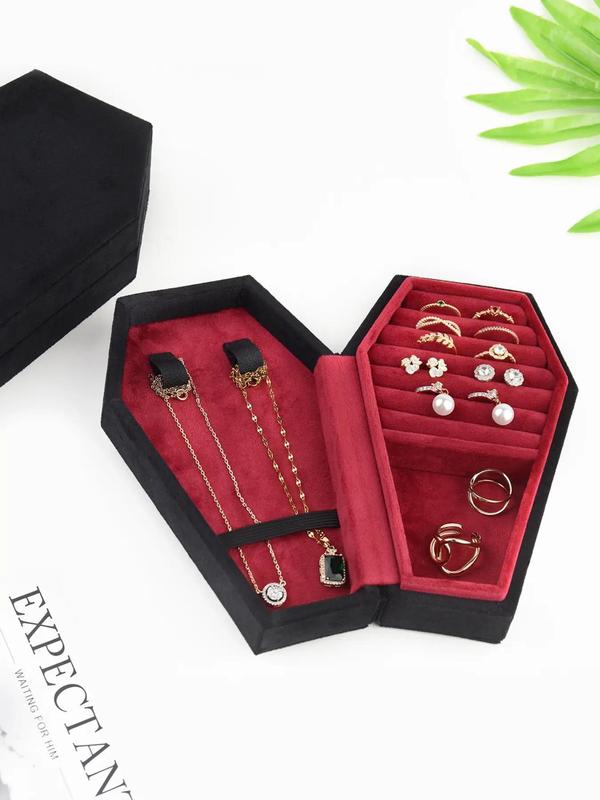 Velvet Necklace Jewelry Storage Box, Solid Jewelry Organizer, Portable Jewelry Display Box, Fashion Jewelry Accessories for Women & Men for Back To School As Gifts, 2024 Fashion Travel Essentials Jewelry Case