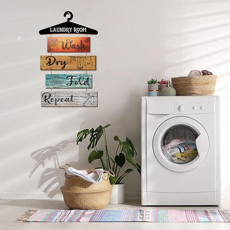 Wooden Laundry Room Sign, 1 Count Laundry Themed  Slogan Vintage  Sign,  Home Decor Plaque for Kitchen Bathroom Country House Hotel Dormitory