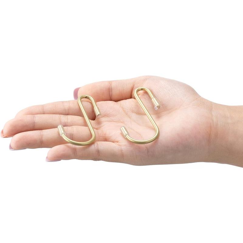 36 count S Shaped Hooks Hanging Small S Hooks Hanger Vinyl Coated Closet S Hooks for Hanging Jeans Coat Towels Plants  Pot Pan Cups (Champagne Gold,2.4 Inch)