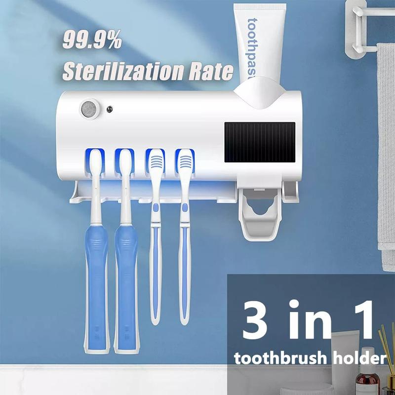 UV Light Sterilizer Toothbrush Holder Cleaner Toothpaste Dispenser 4 Toothbrush