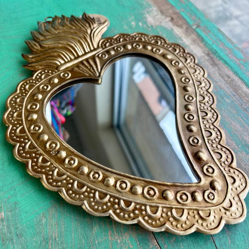 Tin Scallop Dots Sacred Heart Mirror