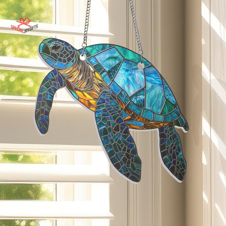 Sea Turtle Acrylic Window Hanging, Turtle Stained Suncatcher, Turtle Ornament, Turtle Window Decor, Turtle Lovers Gift, Turtle Home Decor