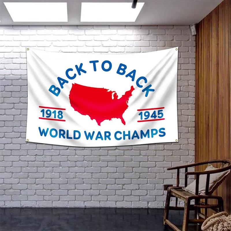 World War Champs Flag,3x5 Feet Back to Back Banner,Funny Poster UV Resistance Fading & Durable Man Cave Wall Flag with Brass Grommets for College Dorm Room Decor,Outdoor,Parties,Gift,Tailgates Ornaments