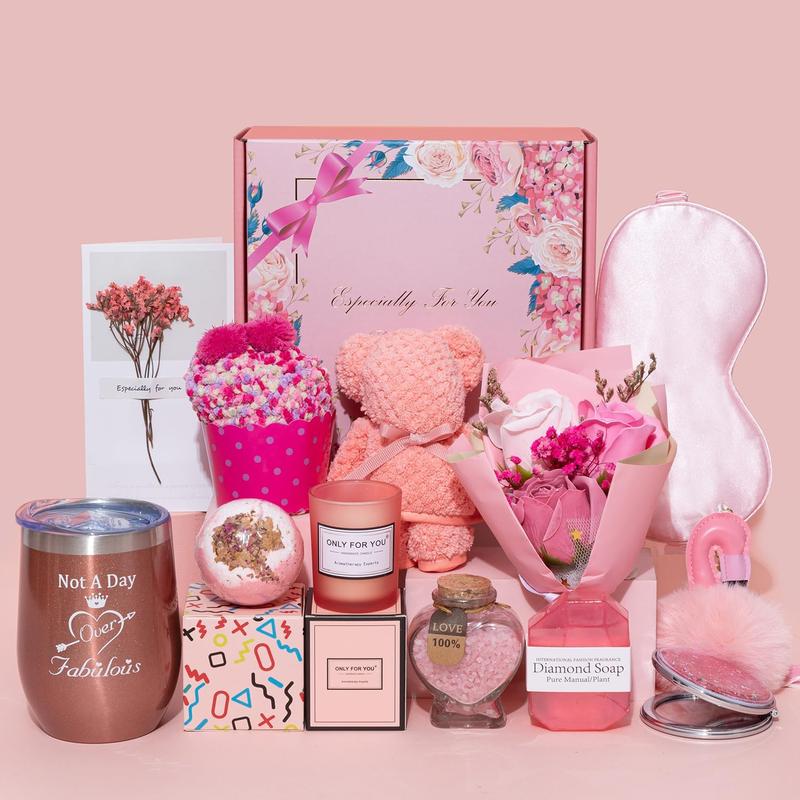 Birthday Gifts for Women, Gifts Basket Ideas Pink Gifts Box for Her Relaxing Gift Set Self Care Gifts Birthday Presents Female Friendship Gifts for  Friend Bestie Girlfriend Mom Wife Sister