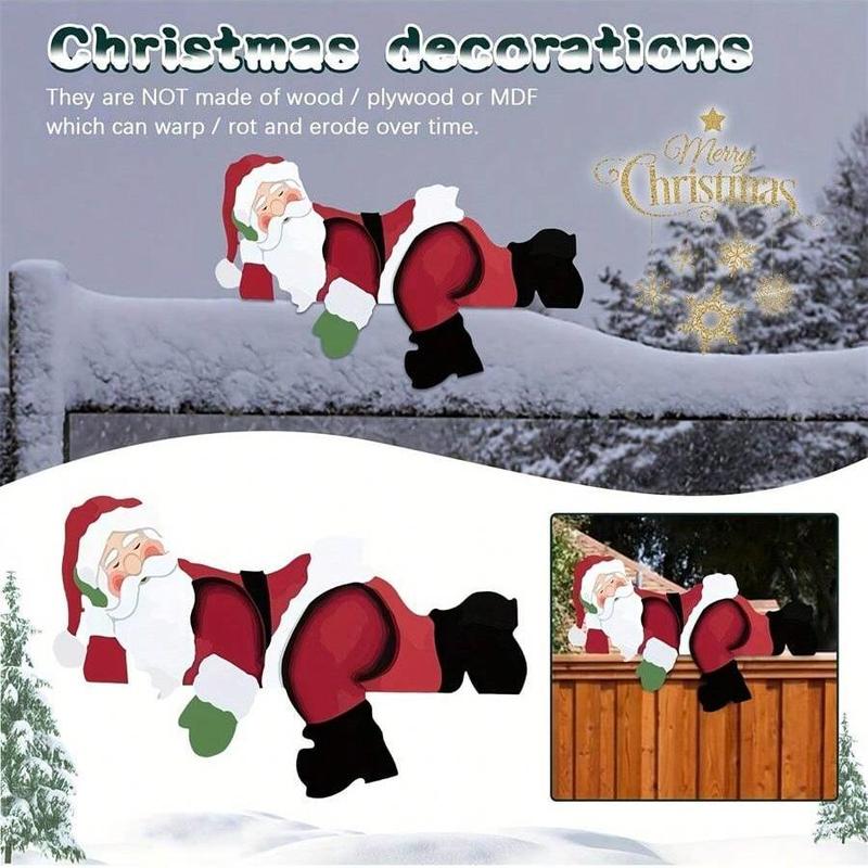 Santa Claus Design Fence Decoration, 1 Count Outdoor Wall Decoration, Christmas Decoration, Home Decor, Festive & Party Supplies