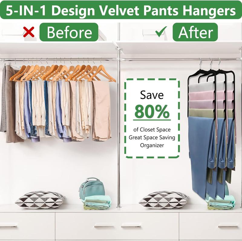 Closet Organizers and Storage,3 Pack Organization and Storage Pants-Hangers-Space-Saving,Velvet Hanger for Dorm Room for College Students Girls Boys