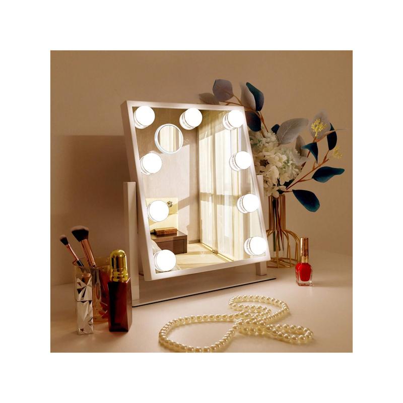 Lighted Vanity Mirror with 3 Color Lighting Modes & 9 LED Bulbs - Perfect for Dressing Room & Bedroom Decor Switch vanity mirror smart touch