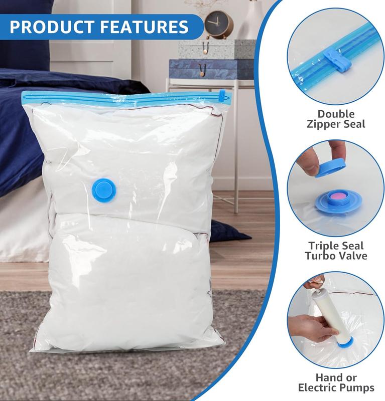 20 Pack Vacuum Storage Bags (4 Jumbo 4 Large 4 Medium 4 Small 4 Roll M) Space Saver Bags, Vacuum Seal Bags with Hand Pump for Comforters, Blankets, Bedding, Pillows and Clothes