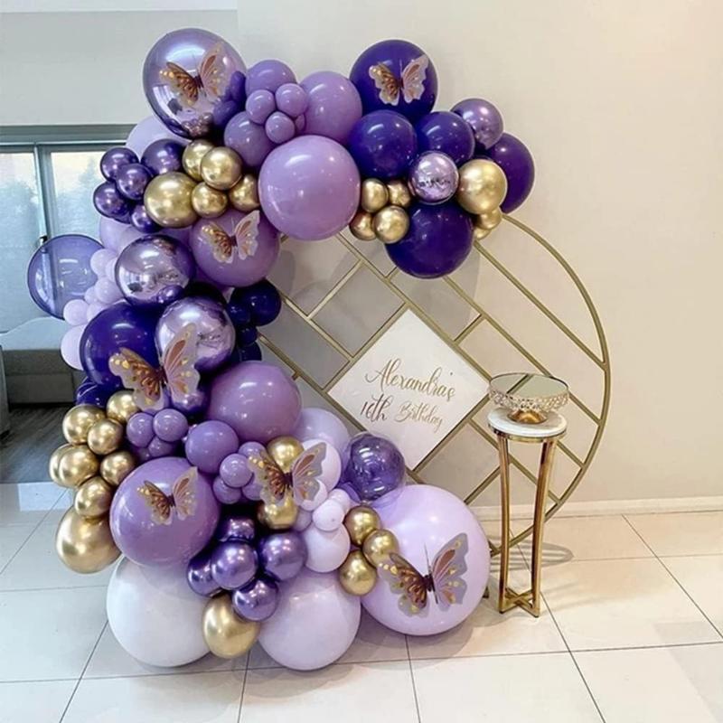 Purple Balloon Garland Kit Dark And Gold Arch Lavender Light Decoration For  Girl Princess Party Birthday