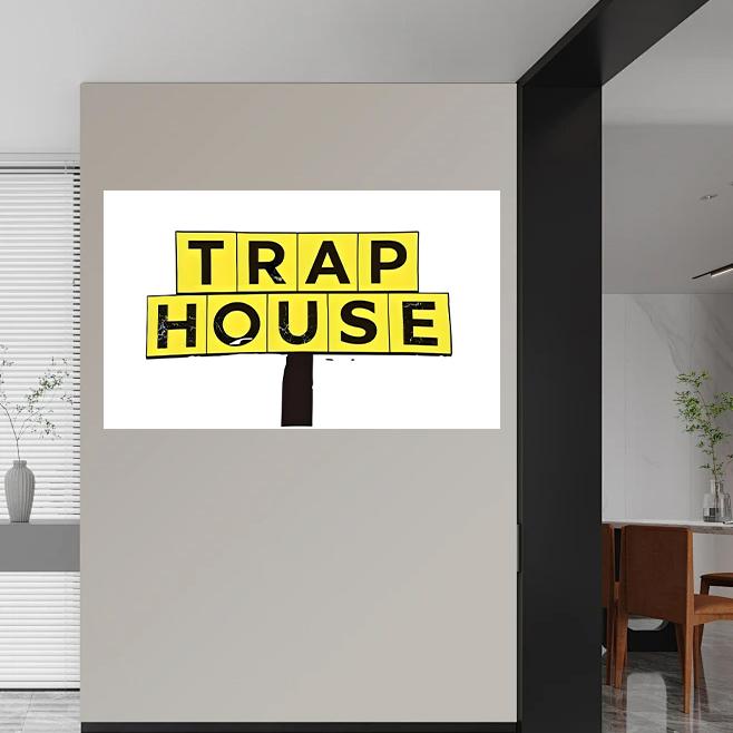 Trap House Flag 3x5ft, Funny Banner - with Brass Grommet for College Dorm Bedroom Living Room Party Backdrop Decoration