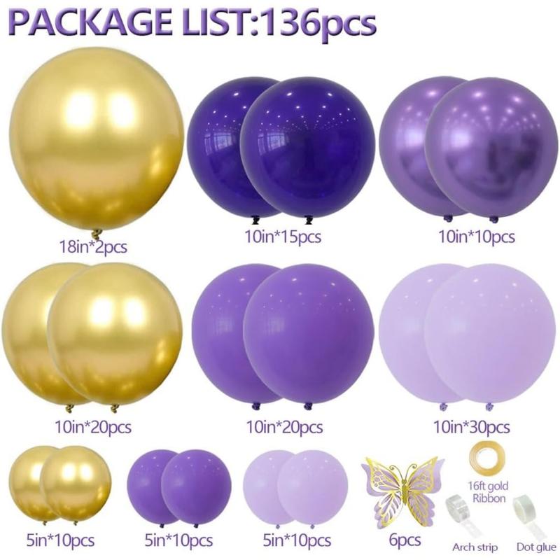 Purple Balloon Garland Kit Dark And Gold Arch Lavender Light Decoration For  Girl Princess Party Birthday