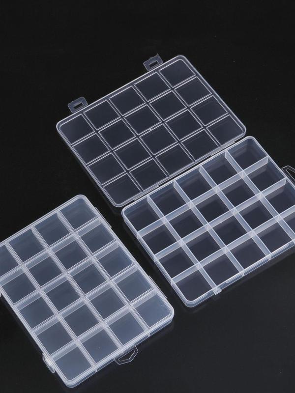 24 Grids Transparent Plastic Organizer Box, Jewelry Beads Storage Container, Rectangle Storage Case for DIY Crafts Earring Jewelry