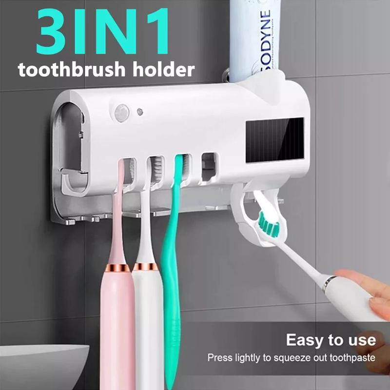 UV Light Sterilizer Toothbrush Holder Cleaner Toothpaste Dispenser 4 Toothbrush