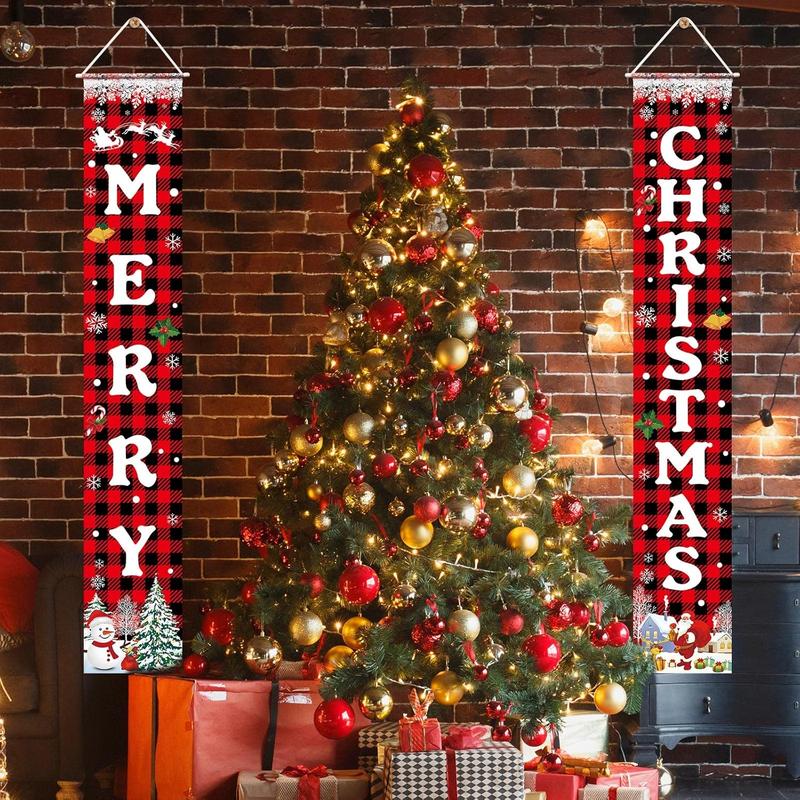 Christmas Decorations Merry Christmas Banner Xmas Porch Door Sign Welcome Banner for Wall Home Party Decor Christmas Decorations Indoor Outdoor