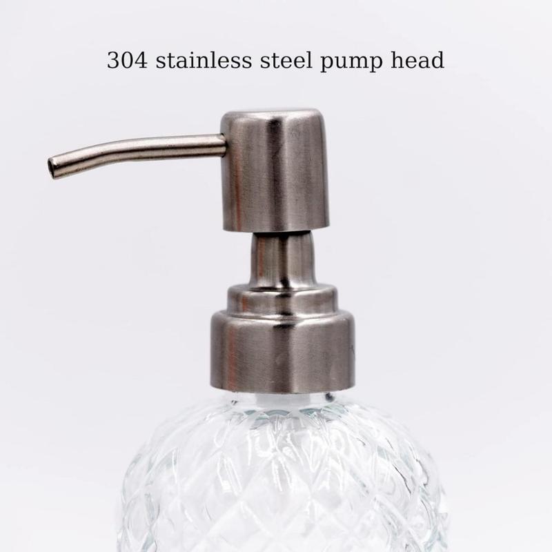 16 Oz Soap Dispenser with 304 Rustproof Stainless Steel Pump, Kitchen, Bathroom Soap Dispenser  Refillable Liquid Glass Soap Dispenser for Hand Soap, Soap, Lotion.Clear(Creative Life Pavilion)