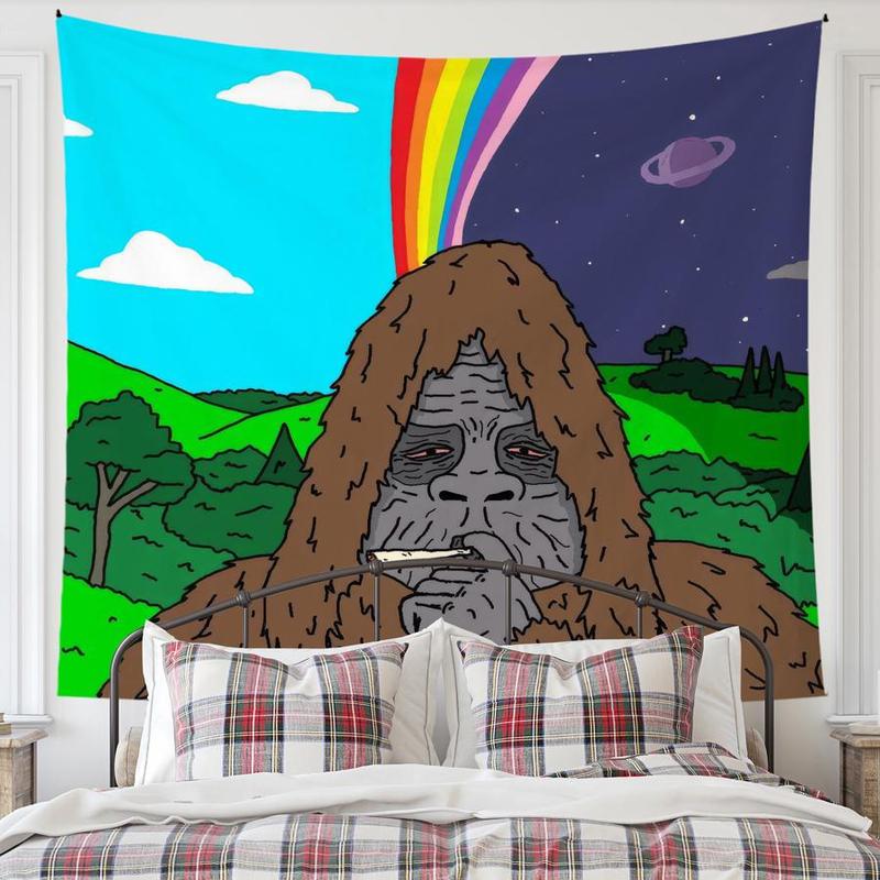 Cartoon Gorilla Pattern Tapestry, 1 Count Wall Hanging Tapestry, Wall Decor for Home Living Room Bedroom Dormitory Gym