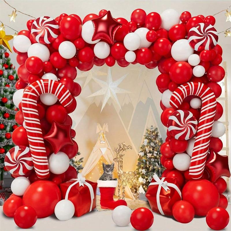 Christmas Balloon Set, 1 Set Mixed Color & Star & Candy Balloon Set, Balloon Garland Arch Kit, Party Balloon for Birthday Wedding Baby Shower Decoration