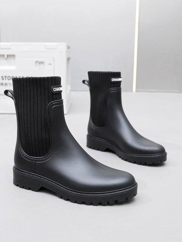 Women's Solid Color Ankle Rain Boots, Fashionable PVC Waterproof Rain Boots for Daily Wear, Non-slip Rain Boots for Women & Girls