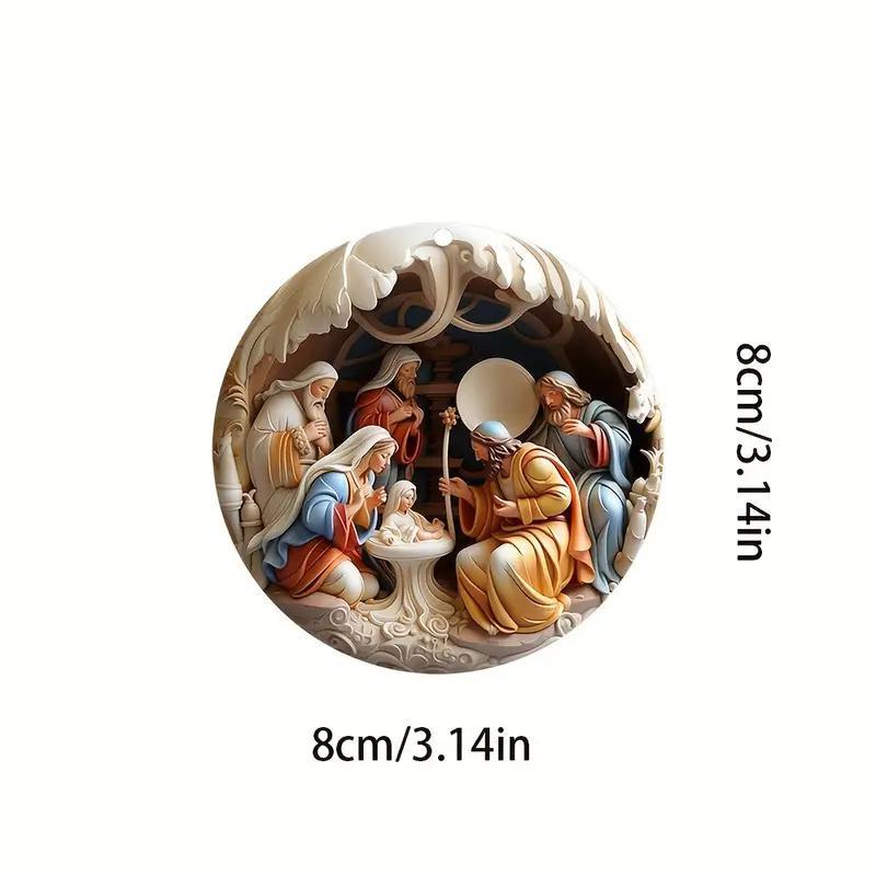 Nativity Scene Pattern Hanging Ornament, 12pcs set 3D Nativity Scene Hanging Decoration, Christmas Decoration for Home Living Room Bedroom