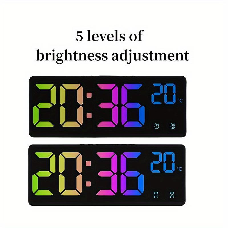 Digital Alarm Clock, Voice Control Temperature Date Display 5 Level Brightness Adjustable Table Clock, Electronic LED Clock for Home Office