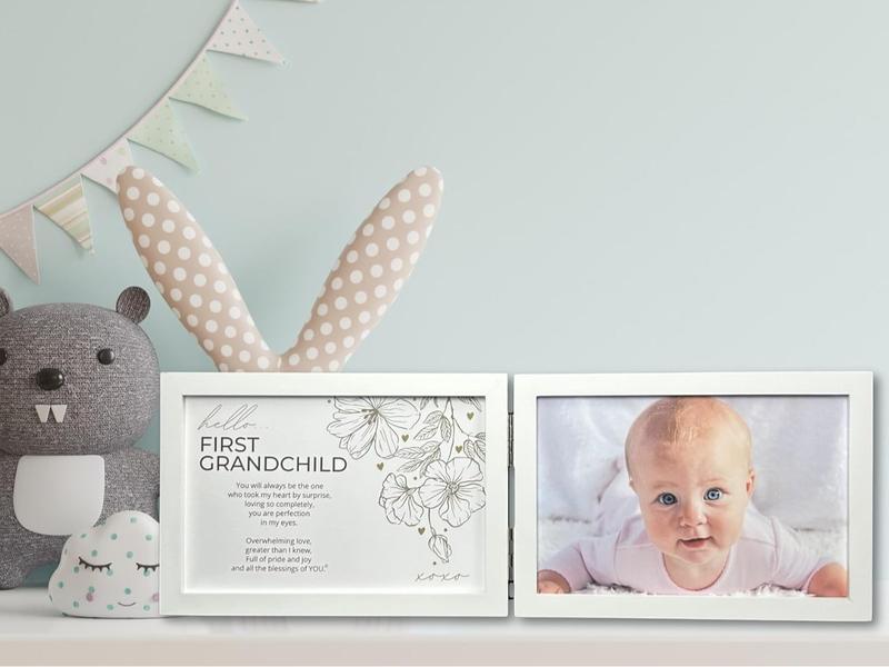 First Grandchild Gift for New Grandparents - Poetry Frame (White)