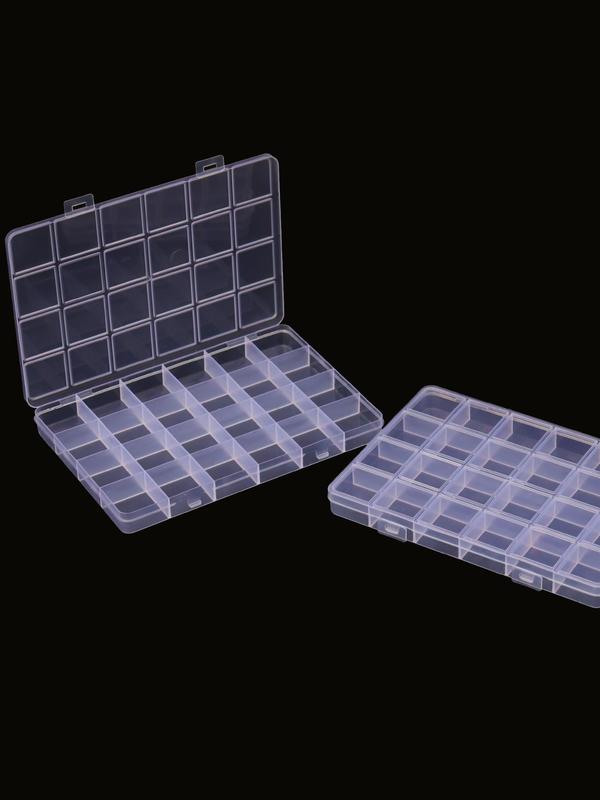 24 Grids Transparent Plastic Organizer Box, Jewelry Beads Storage Container, Rectangle Storage Case for DIY Crafts Earring Jewelry