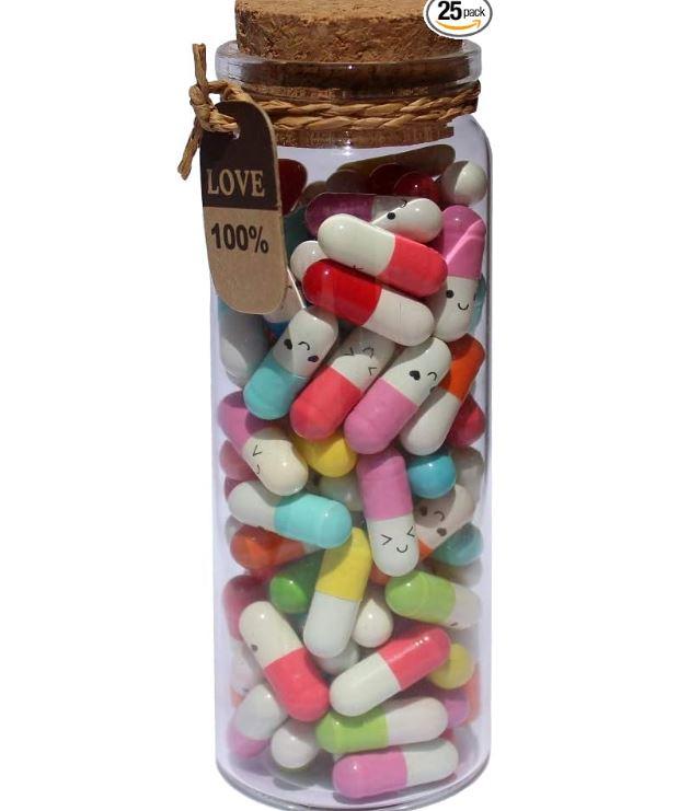 Cute Capsules in a Glass Bottle Lovely Notes Couples Gifts for Him Her Boyfriend Girlfriend Mom Birthday Anniversary Valentines (Mixed Color 90pcs)