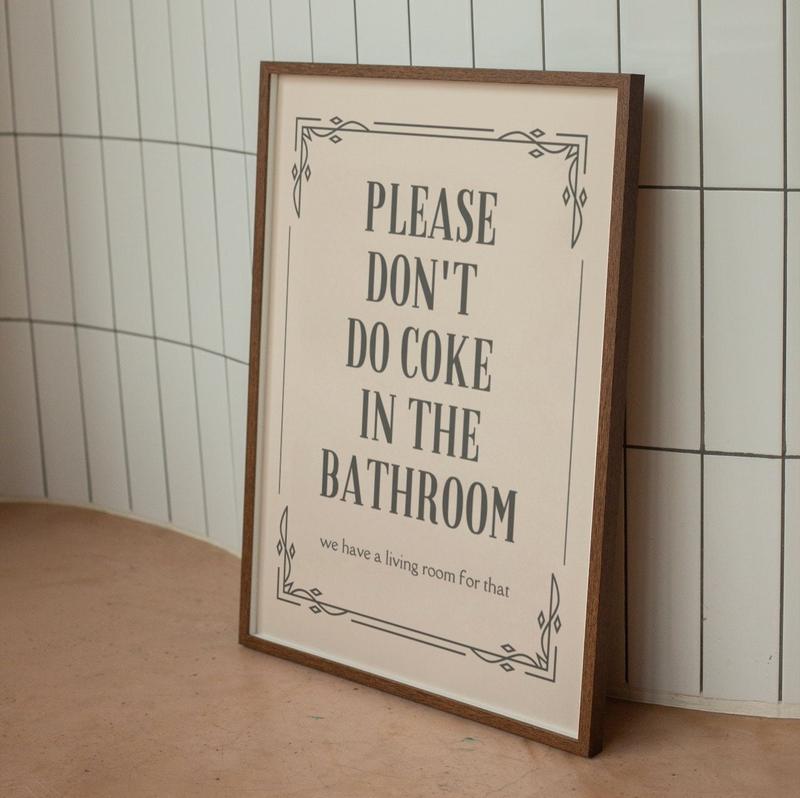 3 Options Color - Please Don't Coke In the Bathroom Wall Poster No Frame, Funny Toilet Wall Art, Funny Restroom Decor, Girly Pastel Color Poster, Dorm Room Decor