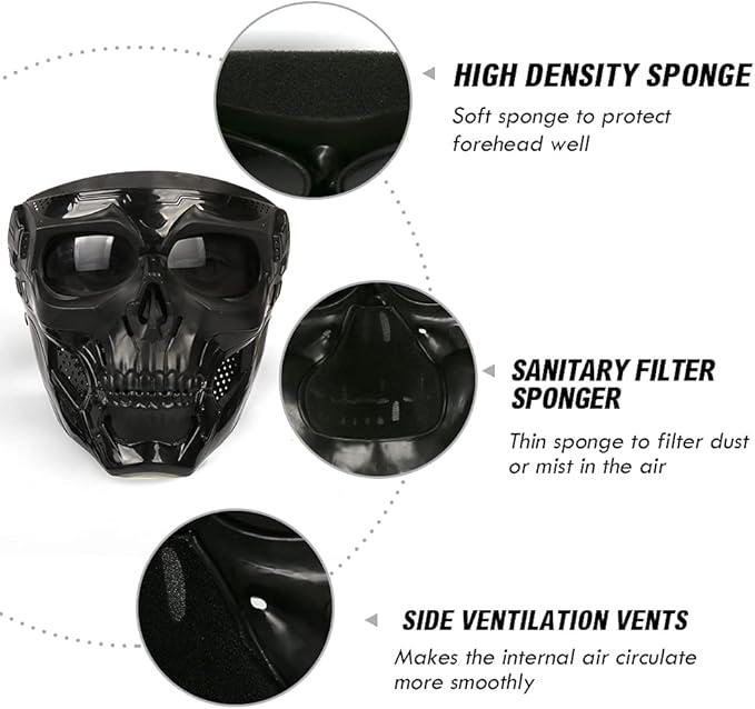 Tactical skull mask is suitable for CS shooting games, role playing, Halloween, outdoor sports goggle decoration.