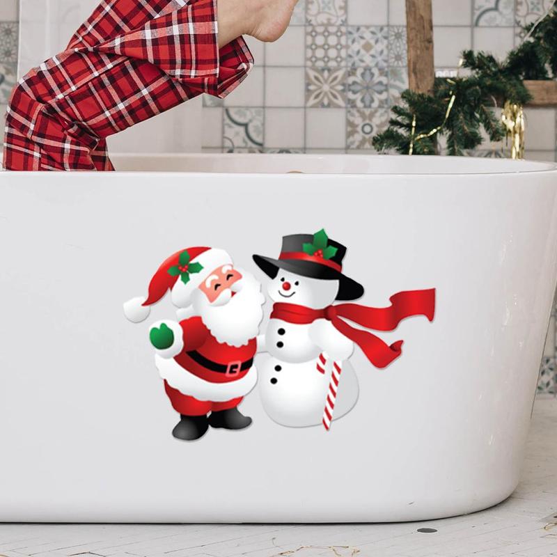 Santa Claus & Snowman Pattern Toilet Lid Sticker, 1 Count Self Adhesive Toilet Lid Decal, Toilet Lid Decorative Sticker for Home Bathroom