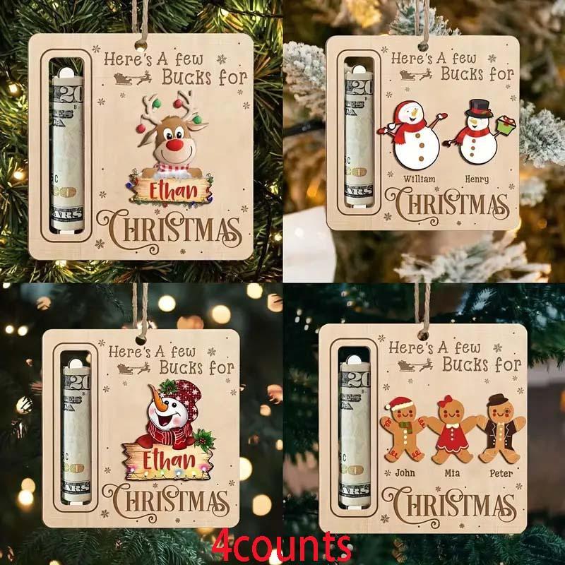 Christmas Themed Wooden Hanging Ornament, 1 Count 4 Counts Creative Christmas Pattern Hanging Decoration, Hanging Decor for Home Party Festival