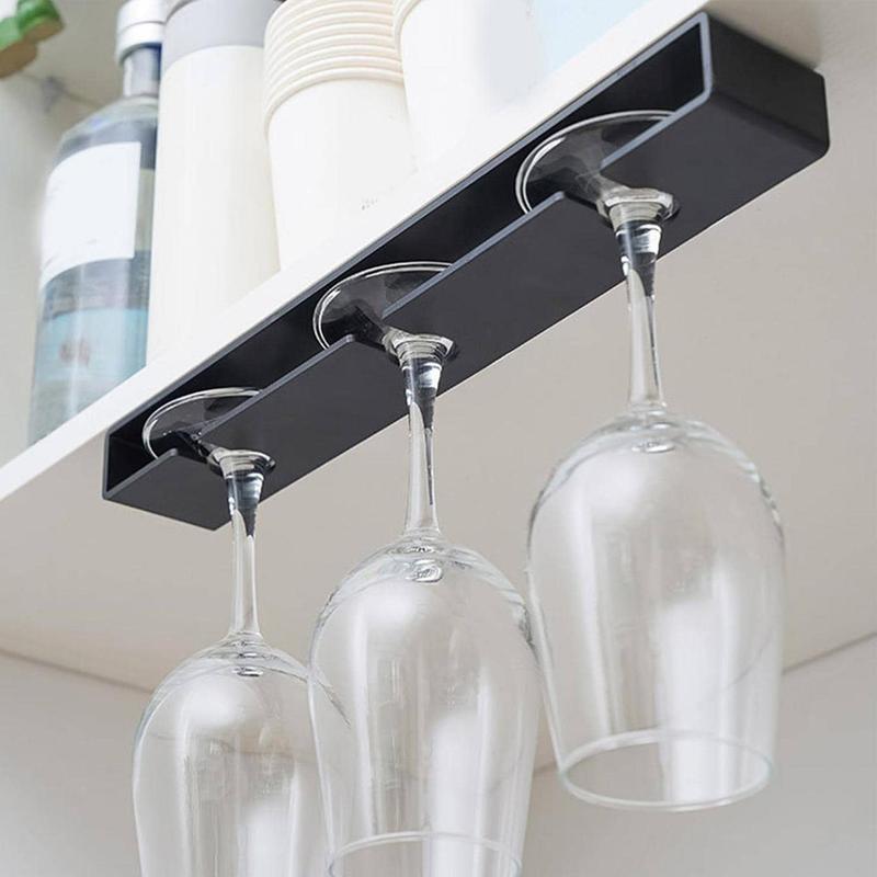 Under Cabinet Wine Glass Holder, 1 Count Multifunctional Kitchen & Bar Storage Glass Holder, Space Saving Wine Glass Holder for Kitchen & Bar