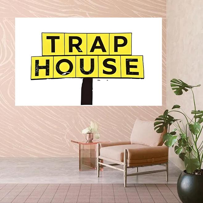 Trap House Flag 3x5ft, Funny Banner - with Brass Grommet for College Dorm Bedroom Living Room Party Backdrop Decoration