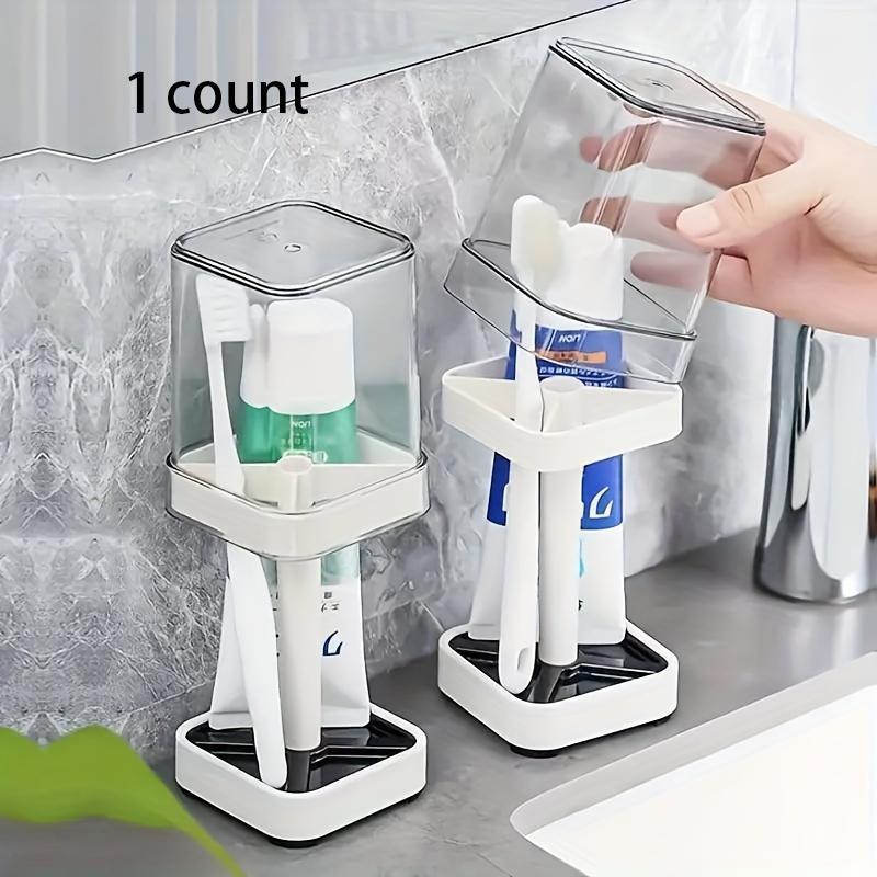 Toothbrush Holder with Gargle Cup, 1 Count Modern Simple Toothbrush Storage Stand, Toothbrush Storage Organizer for Home Dormitory Hotel Office