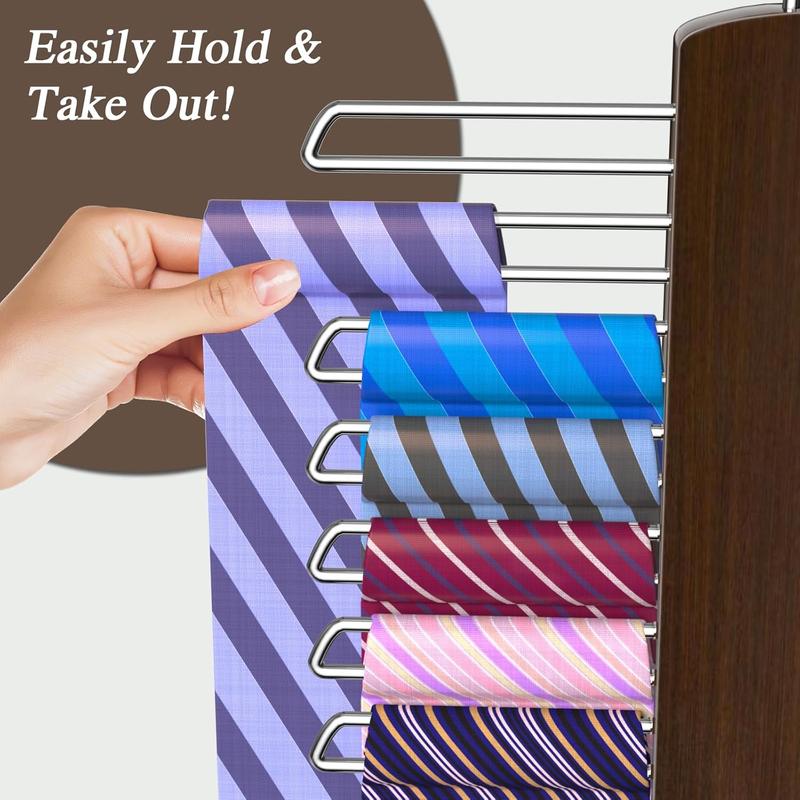 Tie Rack Hanger 2Pack, Premium Wooden Tie Organizer 40 Storage Capacity Tie Holder for Closet,360 Degree Space Saving Ties Belt Scarves Hanger for Men,Brown