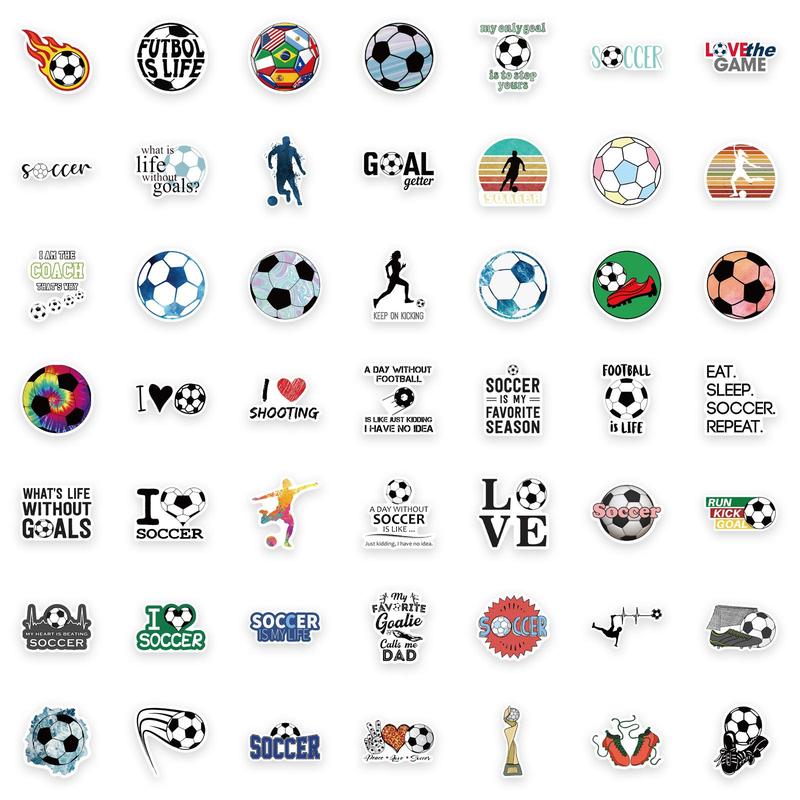 100 Sheets Set Soccer Series Sticker, Cartoon Mixed Pattern Decorative Graffiti Sticker For DIY Craft Gift, Party Supplies