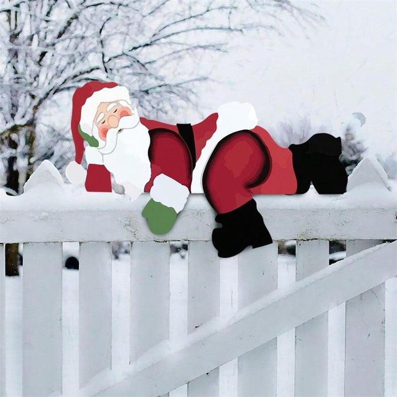 Santa Claus Design Fence Decoration, 1 Count Outdoor Wall Decoration, Christmas Decoration, Home Decor, Festive & Party Supplies